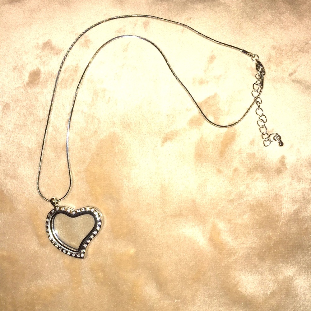 NWOT - Silver Heart-Shaped Locket Necklace